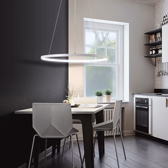 유럽 ​​라운드 링 화이트 펜던트 램프 거실 장식 LED 조명 샹들리에