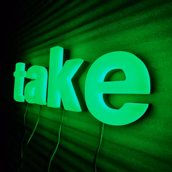 매장 장식용 녹색 아크릴 야외 인공 네온 사인